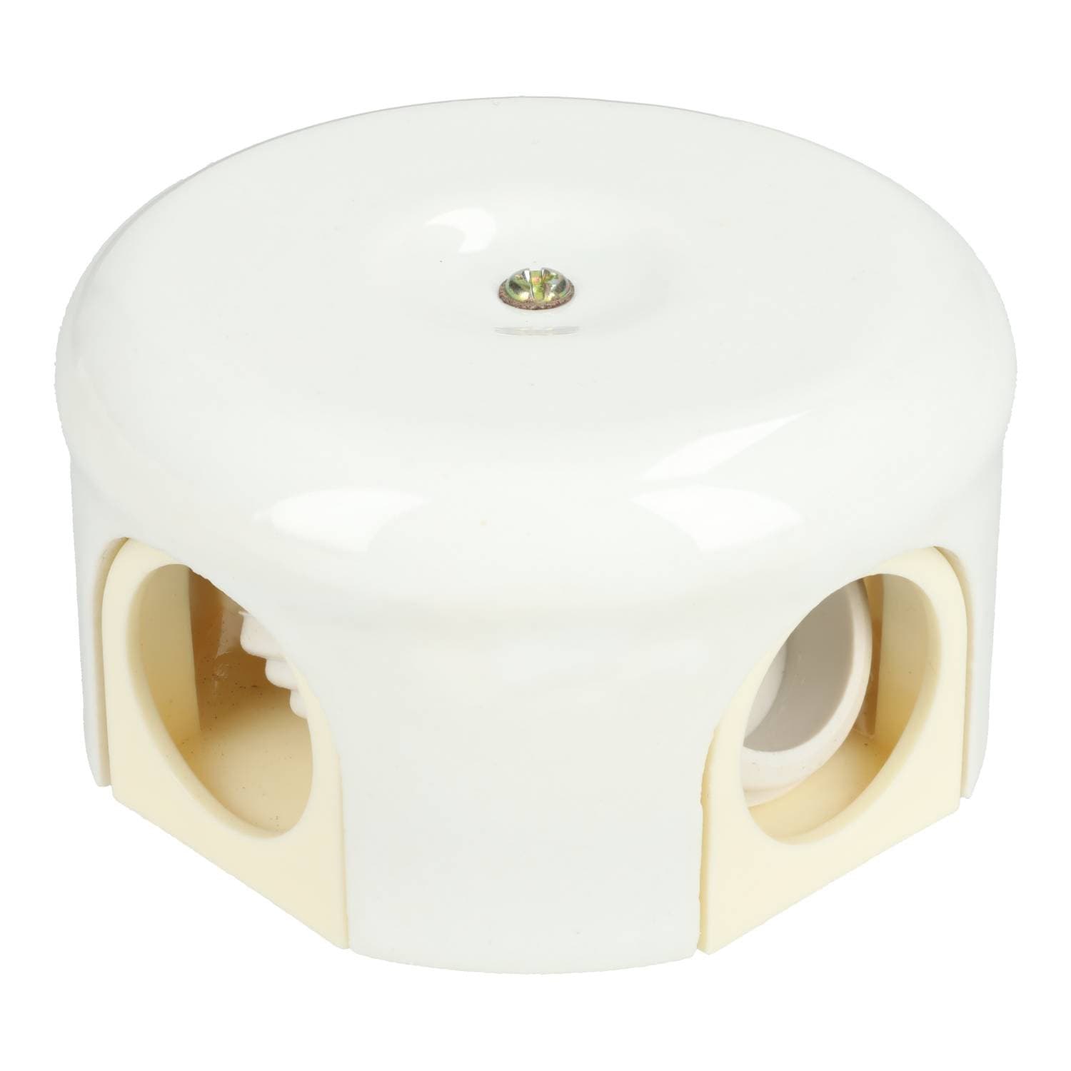 Caja de empalmes vintage redonda porcelana — Color: Blanco